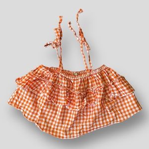 ASOS DESIGN Petite Gingham Tiered Sun Top